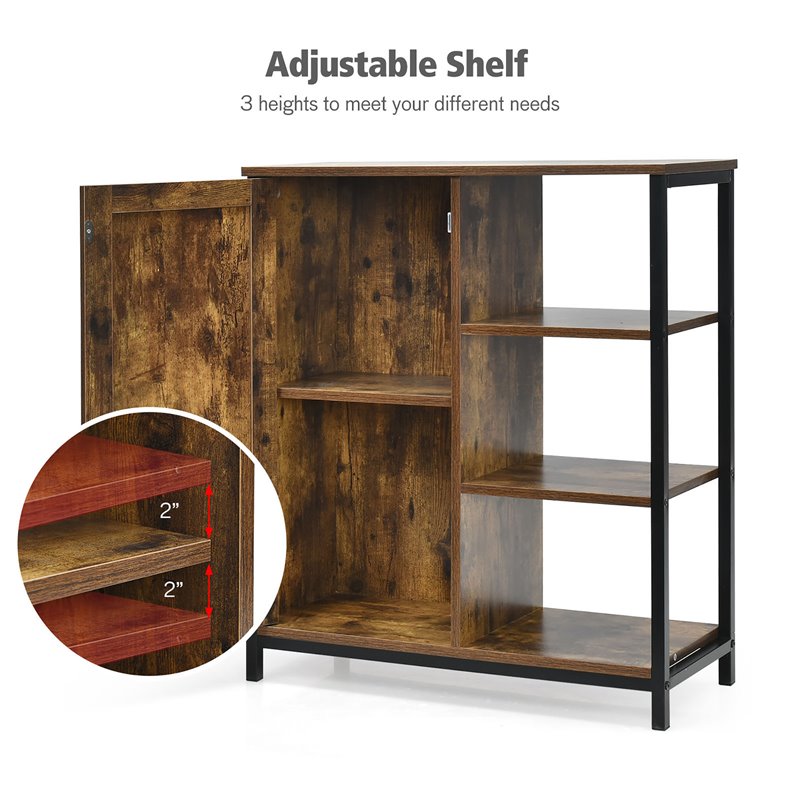 Pemberly Row Storage Cabinet Multipurpose Freestanding Cupboard in Brown/Black