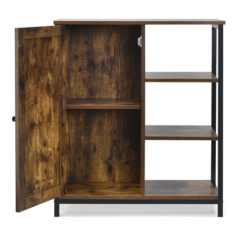 Pemberly Row Storage Cabinet Multipurpose Freestanding Cupboard in Brown/Black
