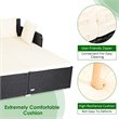Pemberly Row Patio Rattan Cushioned Sofa Daybed with Pillows in Beige