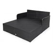 Pemberly Row Patio Rattan Cushioned Sofa Daybed with Pillows in Beige
