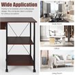 Pemberly Row Wood Rolling Folding Computer Desk with Storage Shelves in Brown