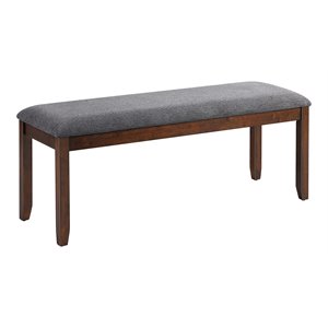 Pemberly Row Entryway Kitchen Fabric Dining Bench with Wood Legs in Gray