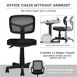 Pemberly Row Sponge and Plastic Adjustable Swivel Armless Office Chair in Black