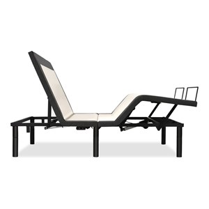 Pemberly Row Cotton Adjustable Twin XL Size Bed Base with Massage Modes in Black