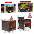 Pemberly Row 3-piece Patio Rattan/Wicker Sofas and Coffee Table in Red Cushion