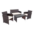 Pemberly Row 4-piece Contemporary Rattan Patio Furniture Set in White