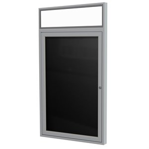 Pemberly Row 36&quotx30&quot 1-Door Silver Aluminum Headliner Fabric Letterboard - Black