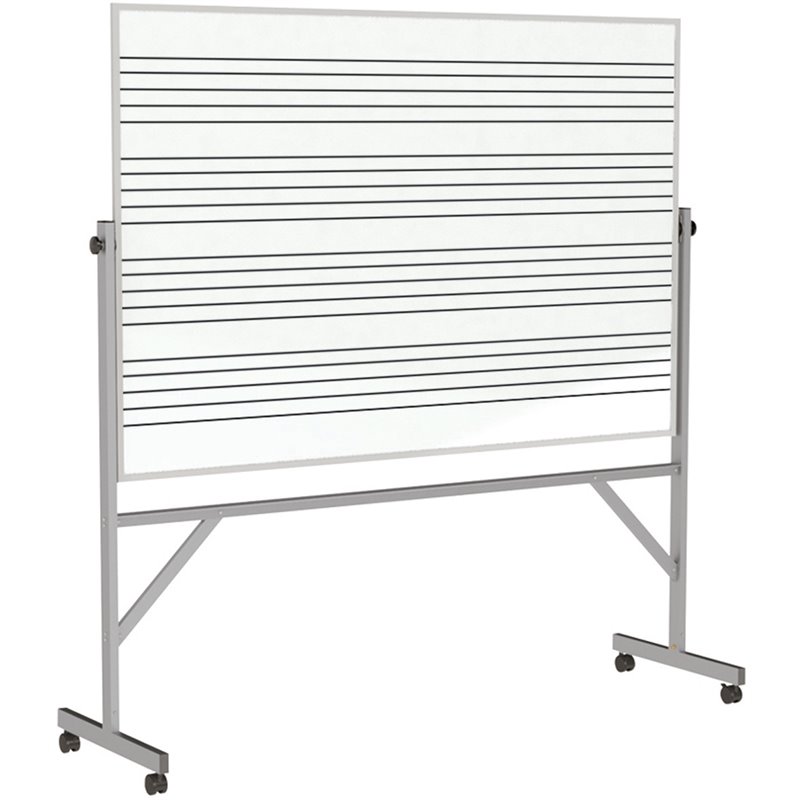 Pemberly Row 4' x 6' Reversible Magnetic Whiteboard (1 Music Staff) in White