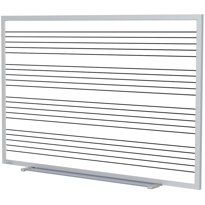 Pemberly Row Ceramic 4' x 6' Magnetic Music Staff Whiteboard Set in White