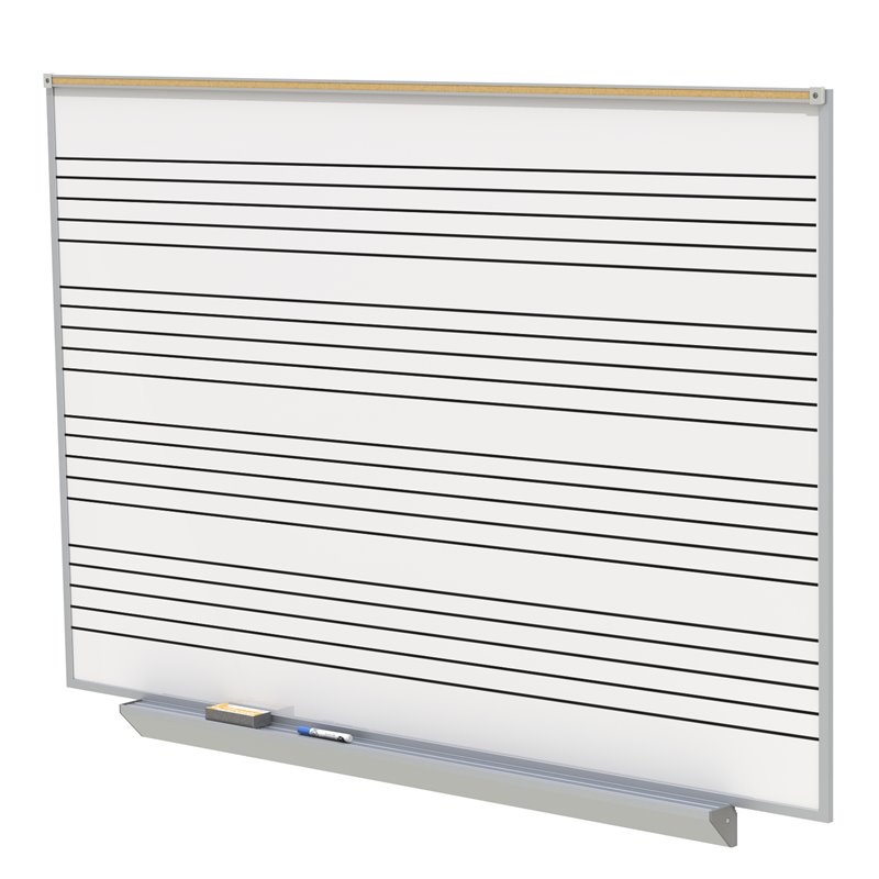 Pemberly Row Ceramic 4' x 8' A2M Magnetic Music Staff Whiteboard Set in White