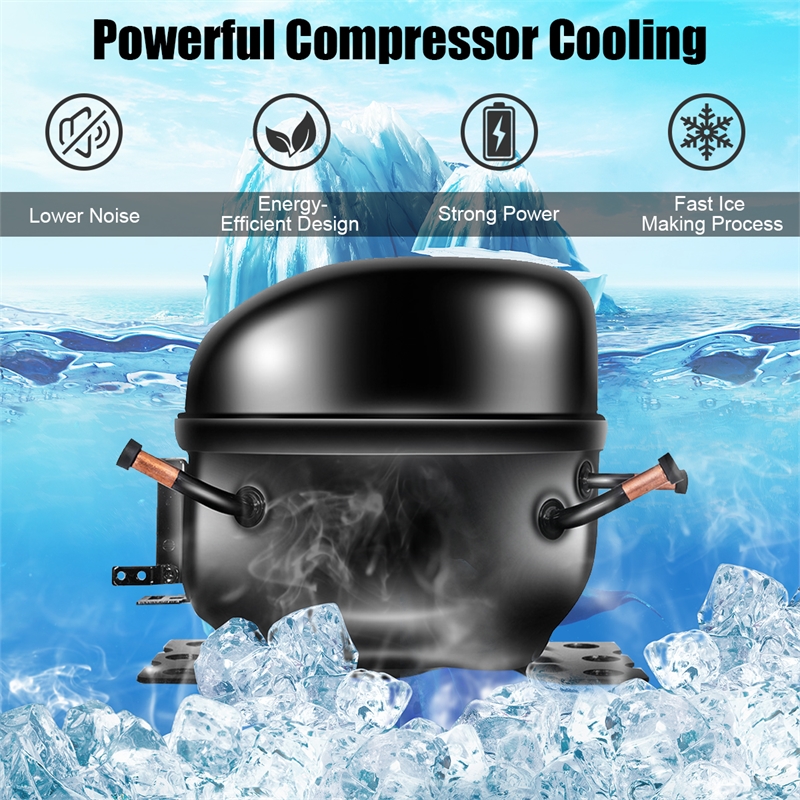 Pemberly Row Steel Ice Maker Machine 48Lbs/24H Self-Clean w/ LCD Display Silver