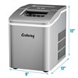 Pemberly Row Portable Ice Maker Machine Self-cleaning w/ Scoop Silver Plastic