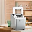 Pemberly Row Portable Ice Maker Machine Self-cleaning w/ Scoop Silver Plastic