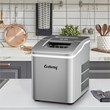 Pemberly Row Portable Ice Maker Machine Self-cleaning w/ Scoop Silver Plastic