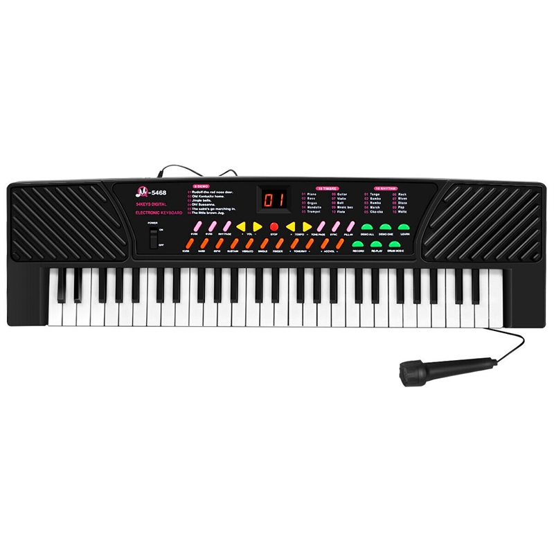 Pemberly Row Music Electronic Keyboard Kid Electric Piano W/Mic & Adapter Black