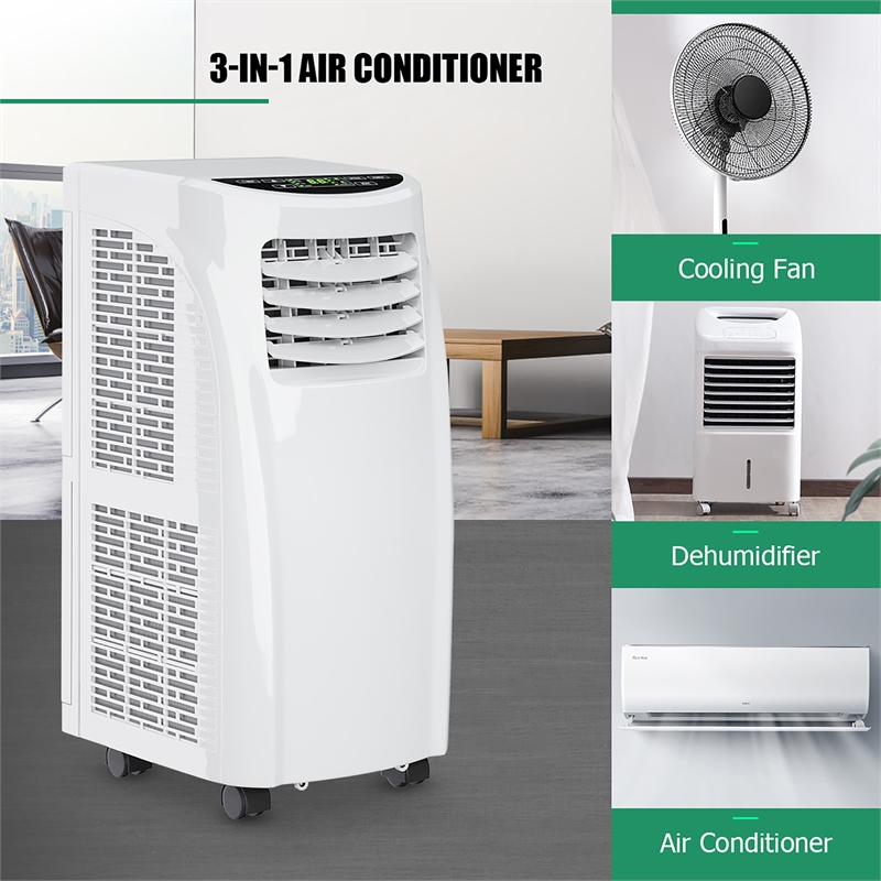 Pemberly Row 8000 BTU Air Conditioner & Dehumidifier Remote w/ Window Kit White