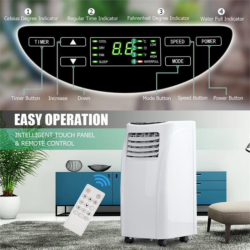 Pemberly Row 8000 BTU Air Conditioner & Dehumidifier Remote w/ Window Kit White