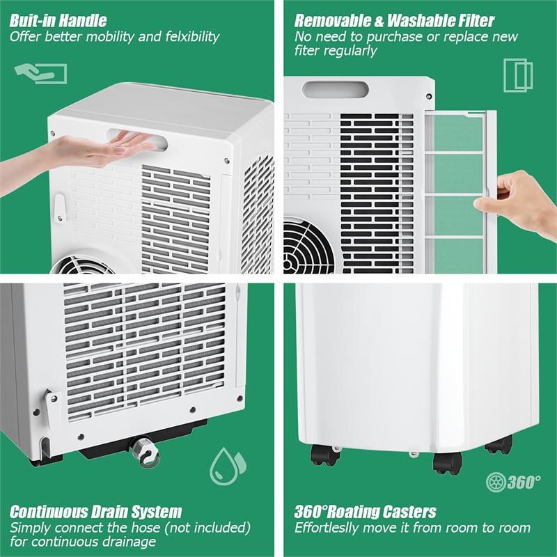 Pemberly Row 8000 BTU Air Conditioner & Dehumidifier Remote w/ Window Kit White