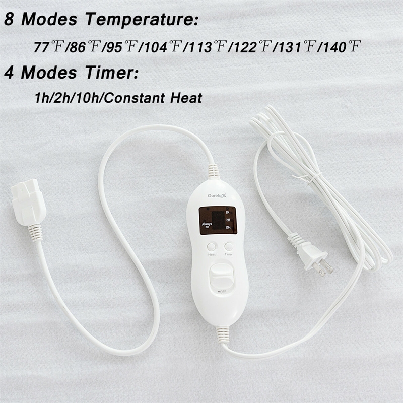 Pemberly Row Electric Heated Mattress Pad Safe Queen 8 Temperature 10h Time