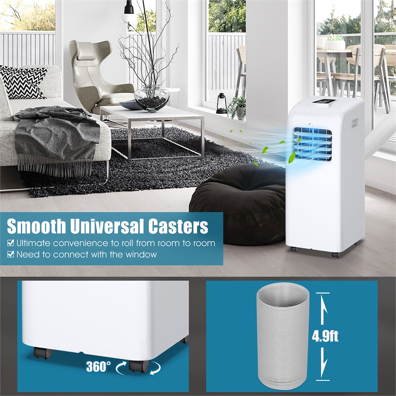 Pemberly Row 8000 BTU Air Conditioner & Dehumidifier Remote W/ Window Kit White
