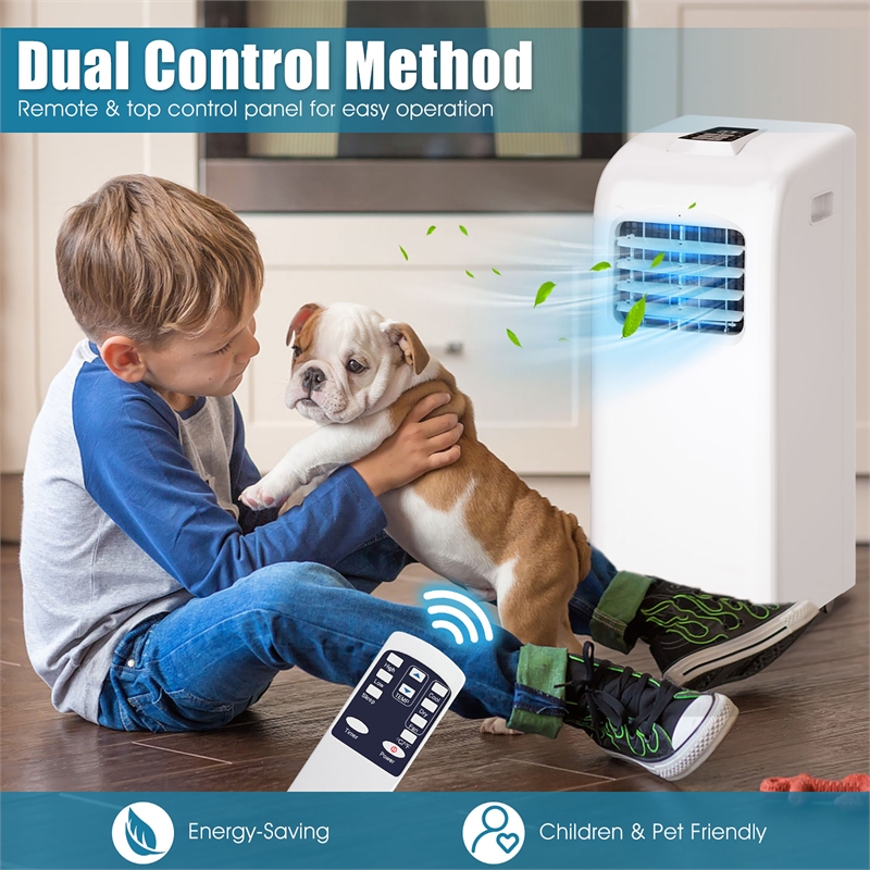 Pemberly Row 8000 BTU Air Conditioner & Dehumidifier Remote W/ Window Kit White