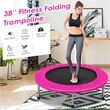 Pemberly Row Rebounder Trampoline Adults & Kids Exercise Workout w/Padding Pink