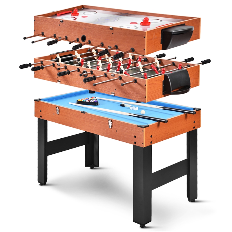 Pemberly Row 3-In-1 Multi Combo Game Table Soccer Billiards Hockey For Kids