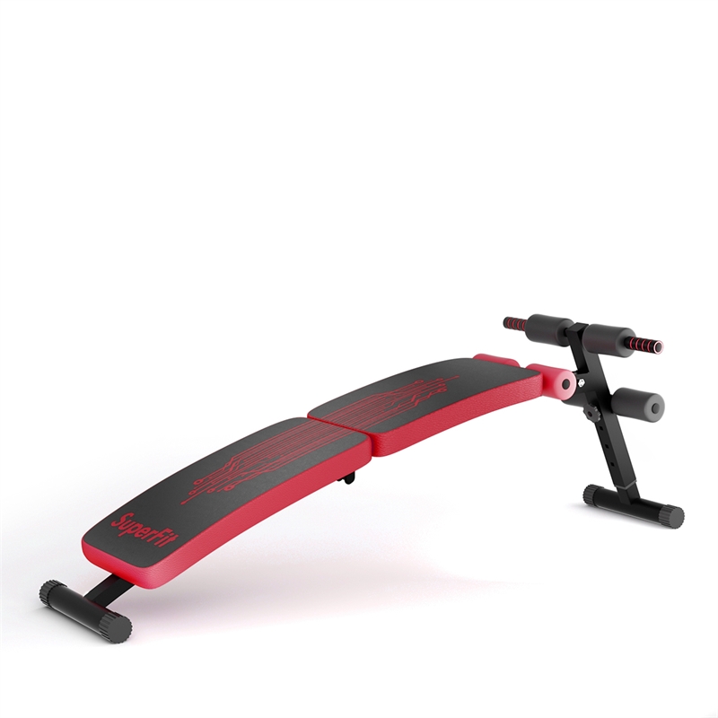 Pemberly Row Folding Weight Bench Sit-up Board Curved Bench Red Leather
