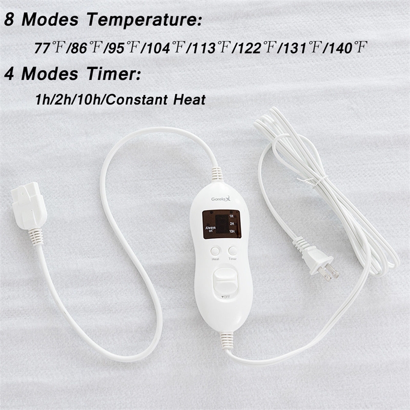 Pemberly Row Electric Heated Mattress Pad Safe Full 8 Temperature 10h Timer