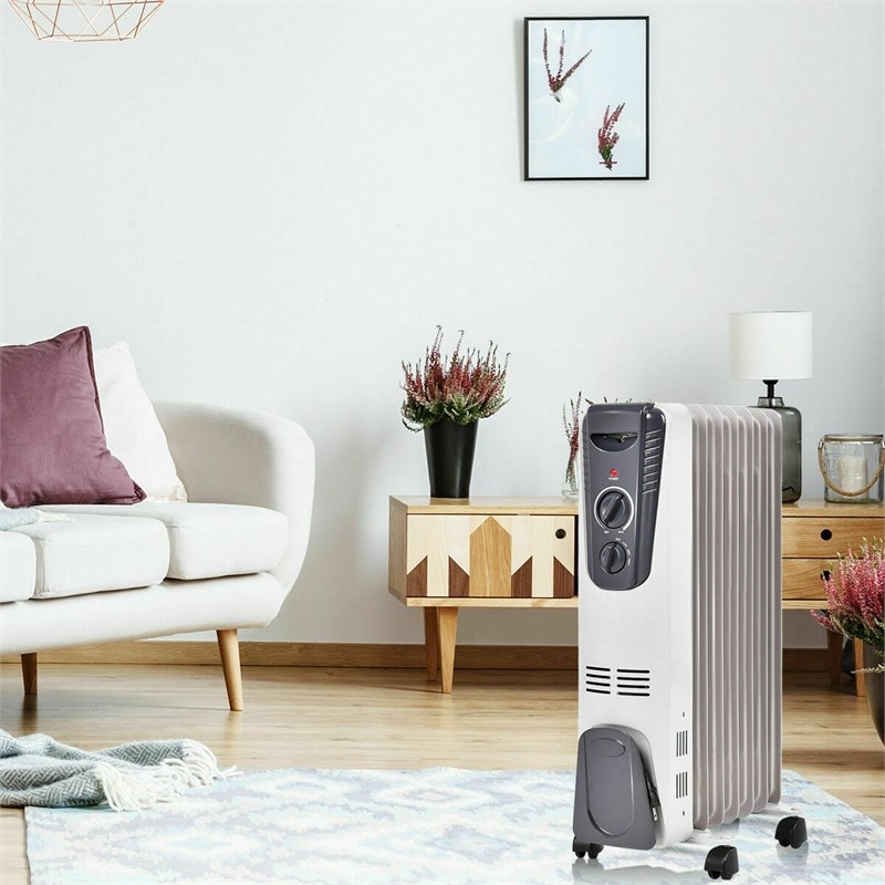 Pemberly Row 1500W Electric Oil Filled Radiator Space Heater Thermostat Room