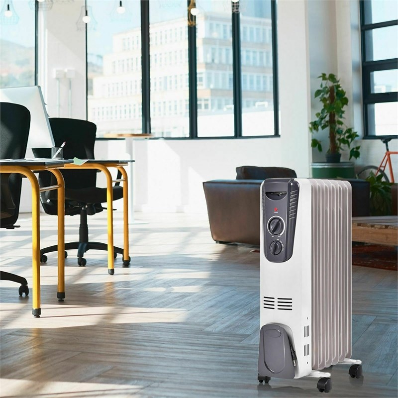Pemberly Row 1500W Electric Oil Filled Radiator Space Heater Thermostat Room