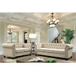 Pemberly Row Linen Fabric Sofa & Loveseat Living Room Furniture Set - Beige