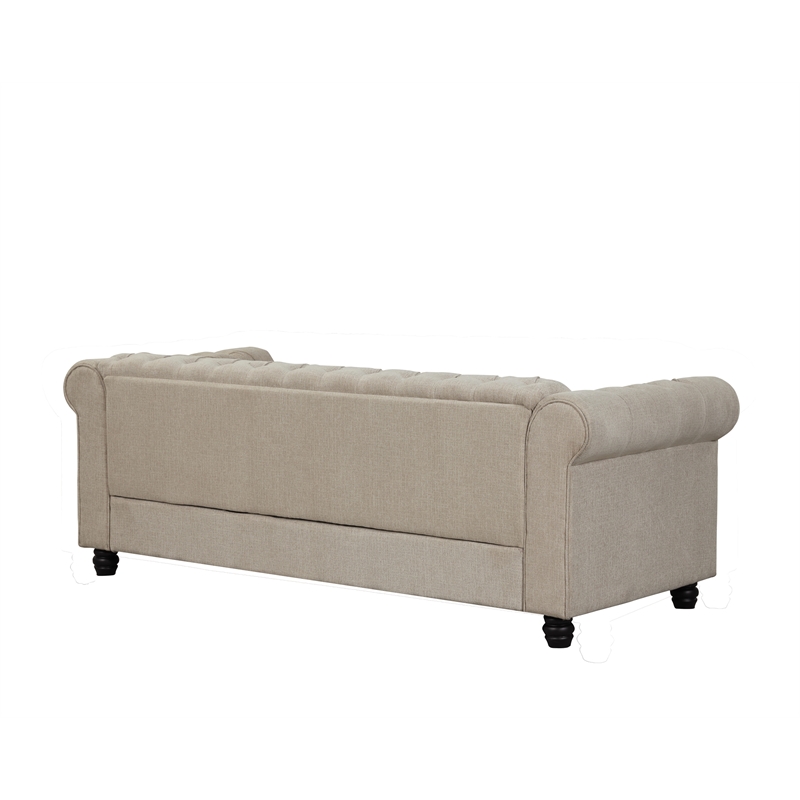 Pemberly Row Linen Fabric Sofa & Loveseat Living Room Furniture Set - Beige