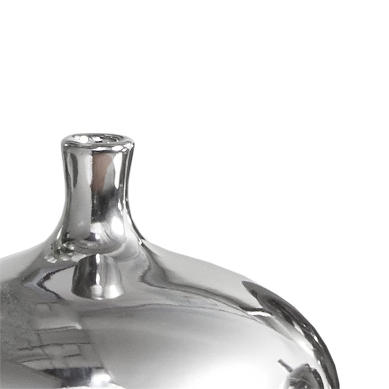 Pemberly Row 3-Piece Transitional Ceramic Vase Set in Silver