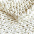 Pemberly Row Farmhouse Acrylic Fabric Chunky Double Knit Throw in Ivory