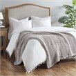 Pemberly Row Farmhouse Acrylic Fabric Chunky Double Knit Throw in Gray