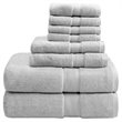 Pemberly Row Contemporary 8-Piece Cotton Towel Set in Silver