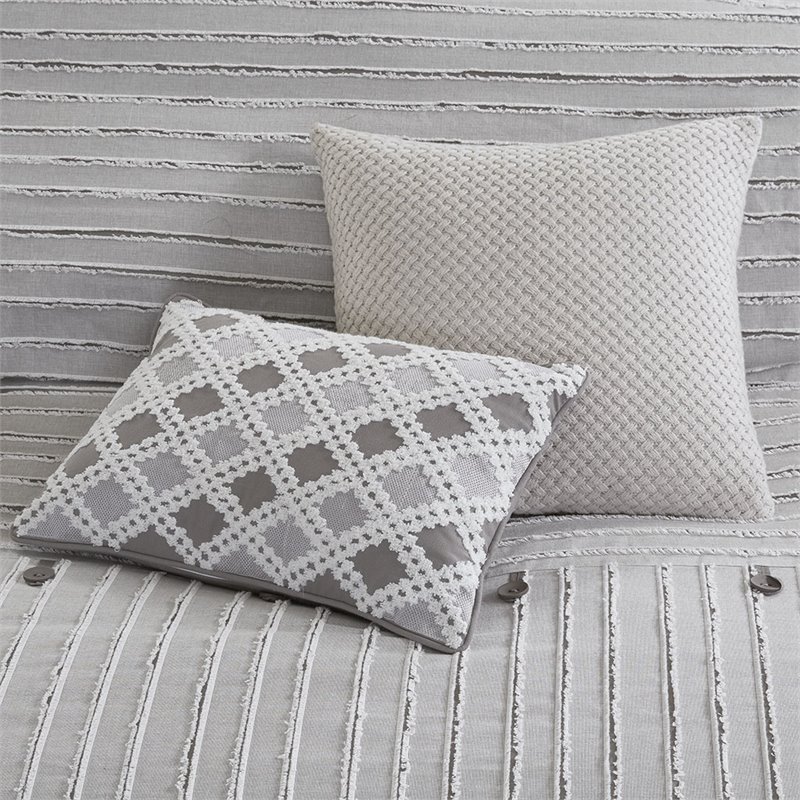 Pemberly Row 9-Piece Cotton Clip Jacquard Comforter Set - Gray