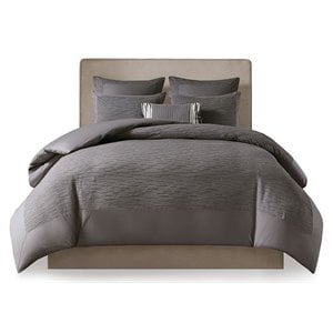 Pemberly Row 3-Piece Polyester Yarn Dyed Full/Queen Duvet Cover Set in Gray