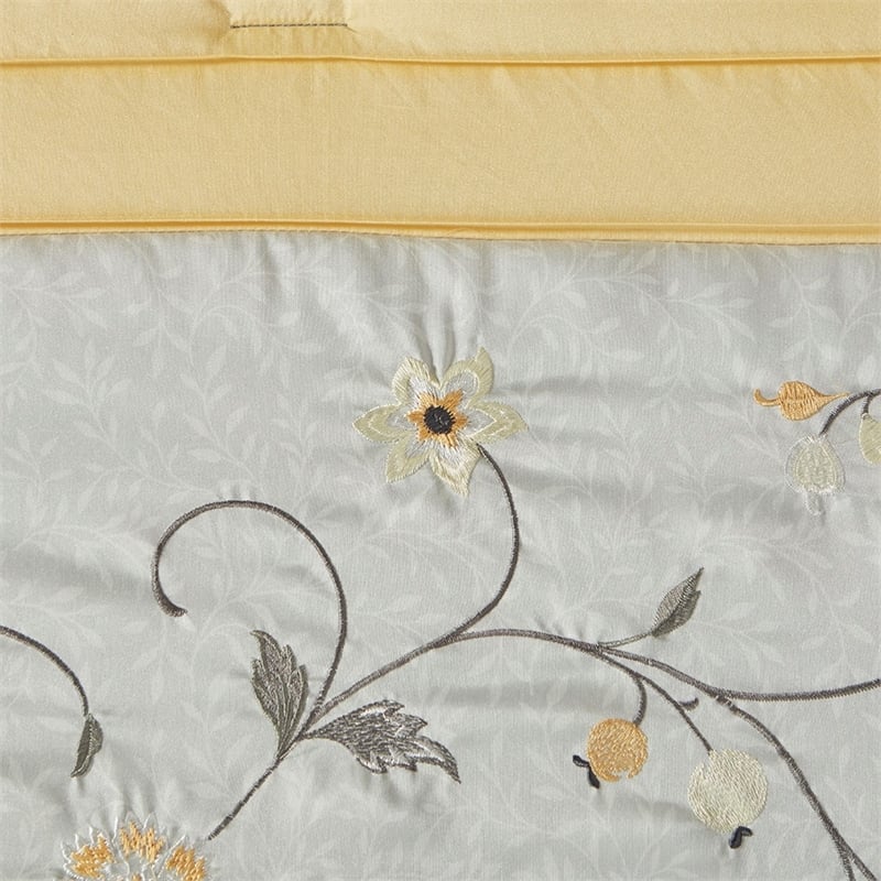 Pemberly Row 7-Piece Fabric Embroidered Comforter Set in Yellow