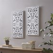 Pemberly Row Wood Botanical Panel Carved Wall Decor in White (Set of 2)
