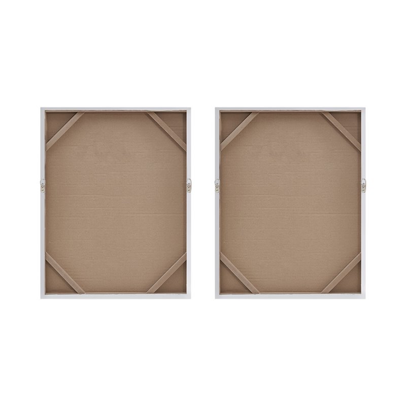 Pemberly Row Wood Glimmer Hand Embellished Canvas Set in Silver (Set of 2)