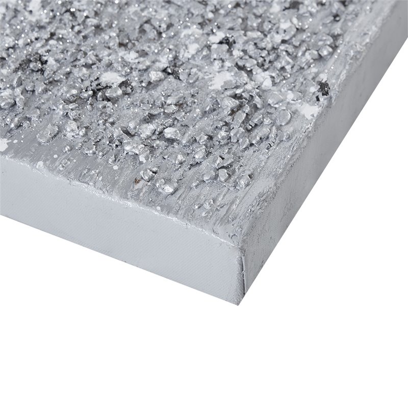 Pemberly Row Wood Glimmer Hand Embellished Canvas Set in Silver (Set of 2)