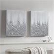 Pemberly Row Wood Glimmer Hand Embellished Canvas Set in Silver (Set of 2)