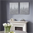 Pemberly Row Wood Glimmer Hand Embellished Canvas Set in Silver (Set of 2)