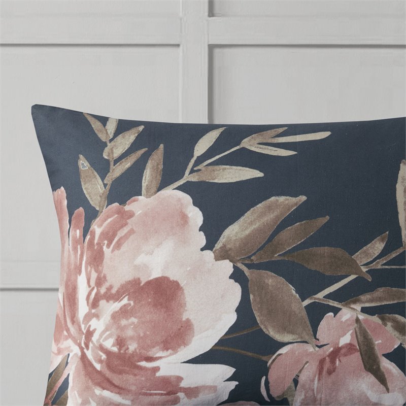 Pemberly Row 8-Piece Farmhouse Cotton Printed Comforter Set in Navy