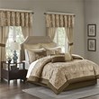Pemberly Row Contemporary 24-Piece Polyester Comforter Set in Brown