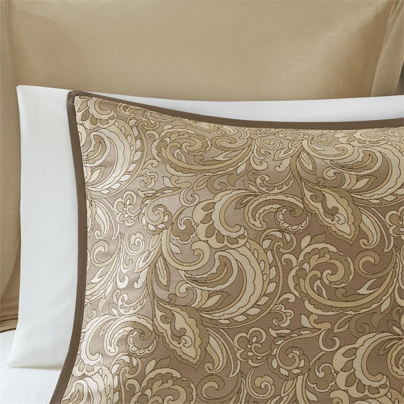 Pemberly Row Contemporary 24-Piece Polyester Comforter Set in Brown
