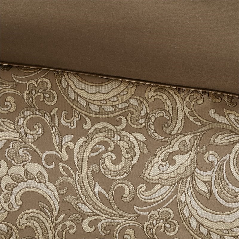Pemberly Row Contemporary 24-Piece Polyester Comforter Set in Brown