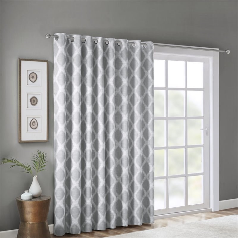 Pemberly Row Polyester Blackout Printed Window Panel in Gray